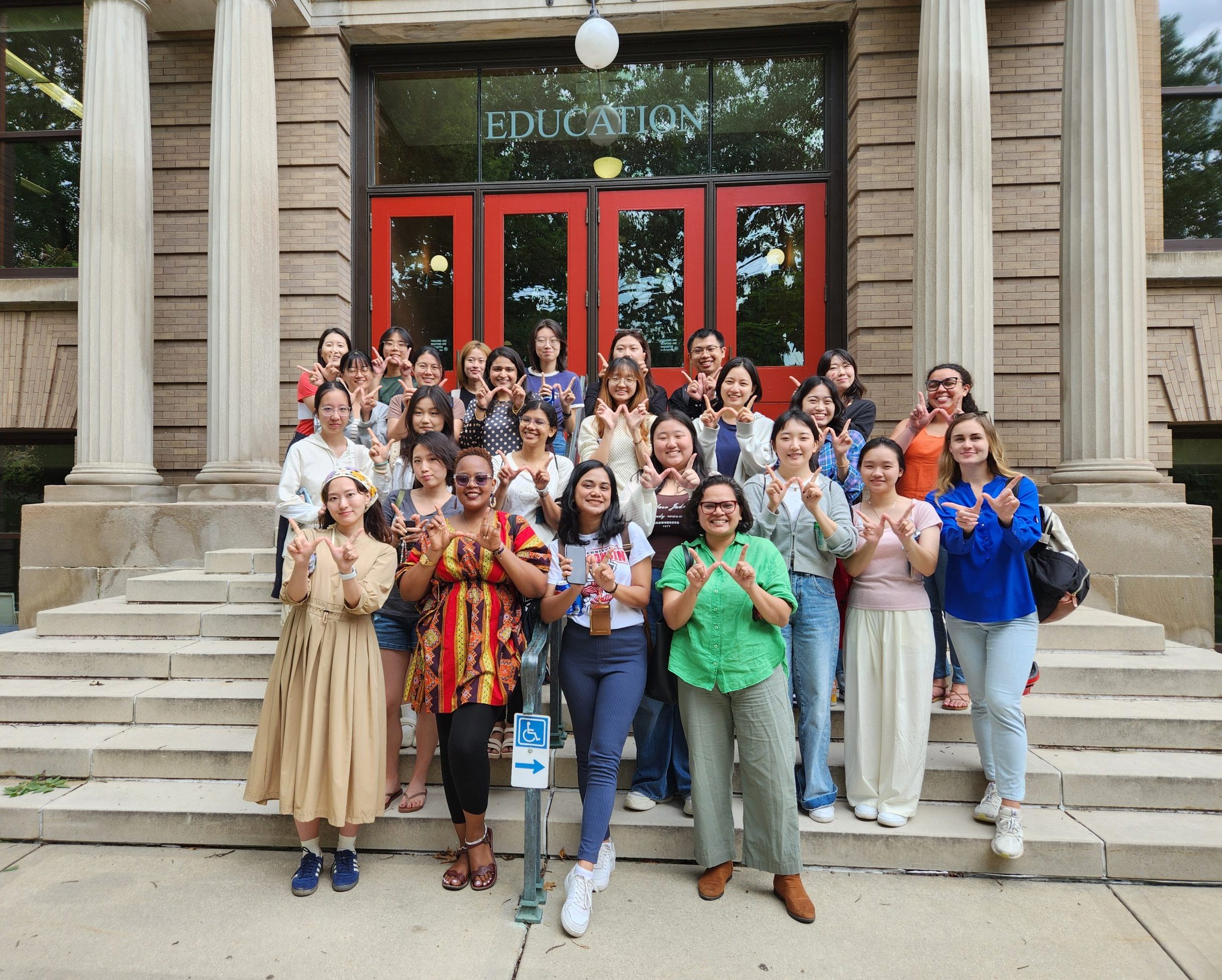 group of students outside of the School of Education building