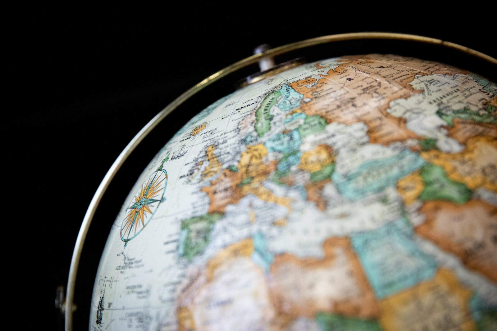 A globe against a black background.